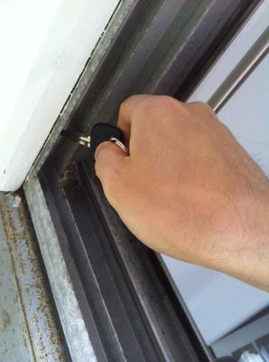 Top of door frame. I measured from the top of the channel - where key is pointing