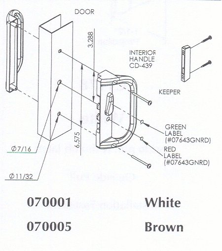 Prime Line surface mount patio door handle with double latching hooks