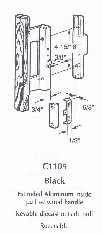 Prime Line tab & hook style surface mount patio door handle