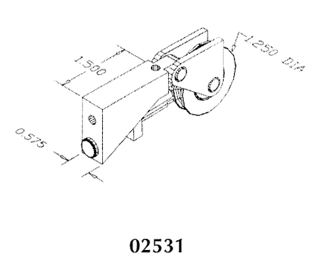 02531 PATIO DOOR ROLLER 1/2" WIDE