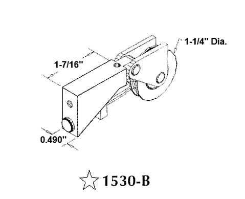1530-B PATIO DOOR ROLLER 1/2" WIDE