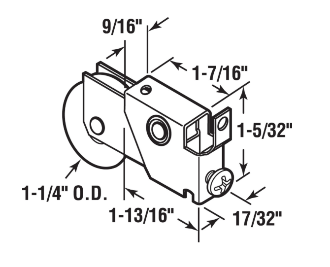 D1906 PATIO DOOR ROLLER 1/2" WIDE