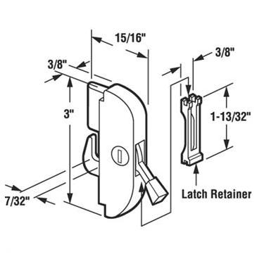 E2077 patio door lock dimensions